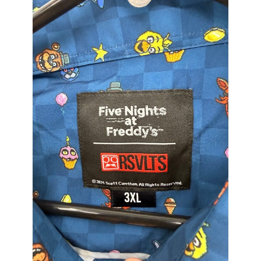 RSVLTS Five Nights at Freddy's Pixel Peril AOP FNAF Shirt Mens 3XL NWT - Picture 3 of 6